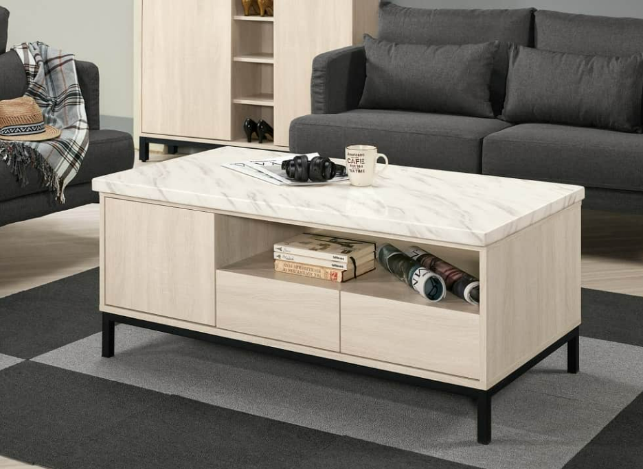 A1450-2丹妮拉4尺原石大茶几 門雙邊使用 抽屜雙邊造型 單邊使用