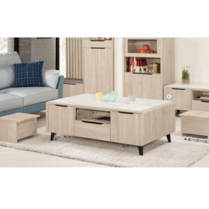 A1451-1韋斯里4.3尺岩板大茶几 桌面12MM岩板 附輔助椅*2 抽屜雙邊使用