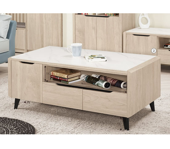 A1451-2韋斯里4尺岩板大茶几 桌面12MM岩板 雙邊造型 雙邊使用