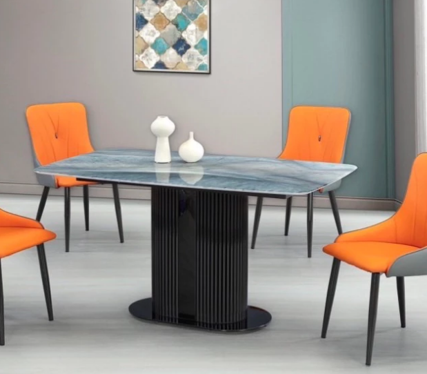 F337-3 PT-8862超晶石天然石面長方桌 面DIY 石面+鐵腳