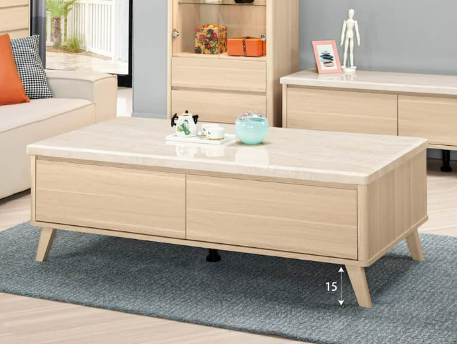 A1454-1克萊爾原石大茶几 抽屜雙邊造型 單邊使用