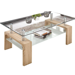 A1462-2安蒂玻璃茶几 白橡 桌面6MM強化玻璃 底玻5MM強化噴砂玻璃