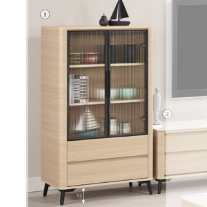 B381-2 艾維斯2.5尺鋁門展示櫃 附活動隔板*2