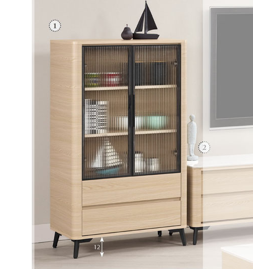 B381-2 艾維斯2.5尺鋁門展示櫃 附活動隔板*2