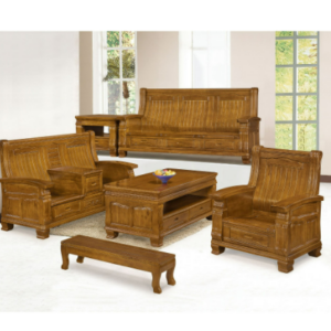 F2-1 889#柚木色組椅 全組 贈單片坐墊 可加購5MM強化玻璃 大茶几附長椅*1