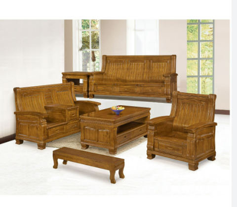 F2-1 889#柚木色組椅 全組 贈單片坐墊 可加購5MM強化玻璃 大茶几附長椅*1