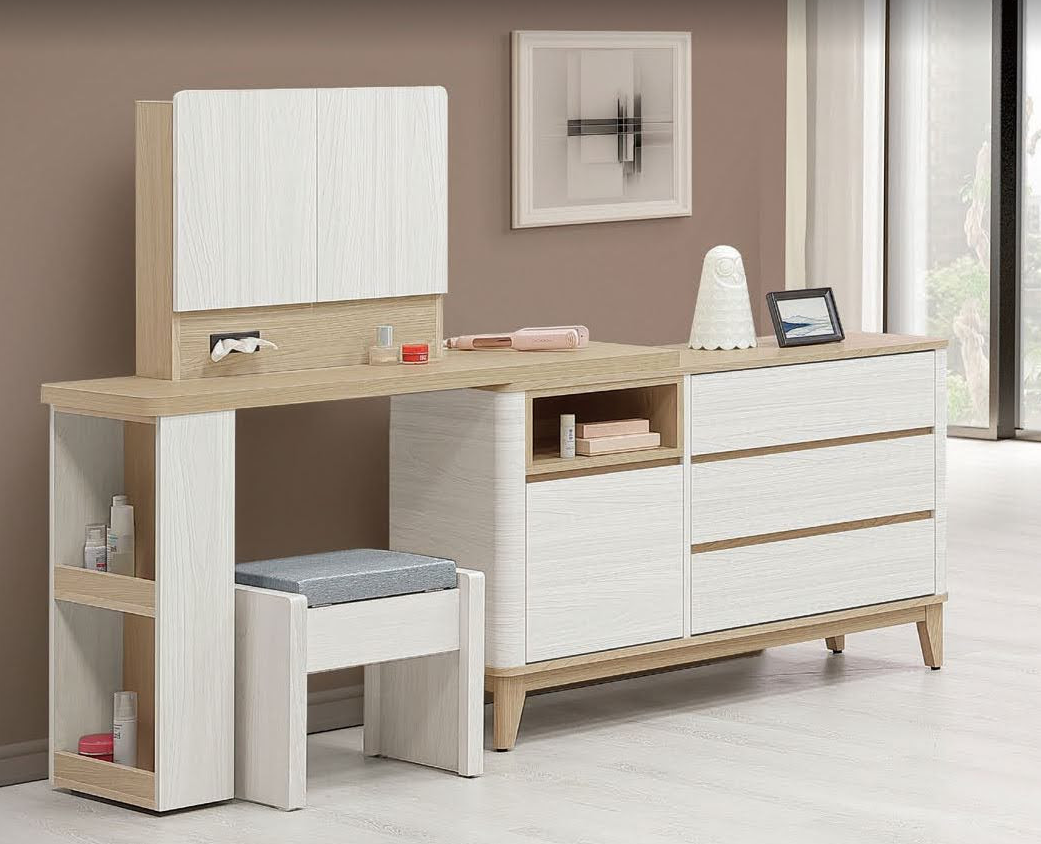 291-2 洛蒂4.46尺伸縮鏡台含椅 鏡座高度78.5公分 不分左右方向