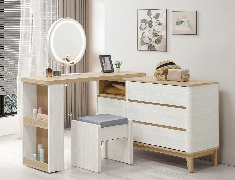 296-2 洛蒂4.46~7.59尺伸縮鏡台 含椅 鏡座高度78.5公分 不分左右方向