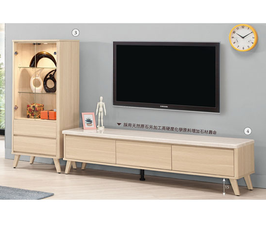 A1490-3克萊爾8尺原石L櫃 附8MM玻璃隔板*2