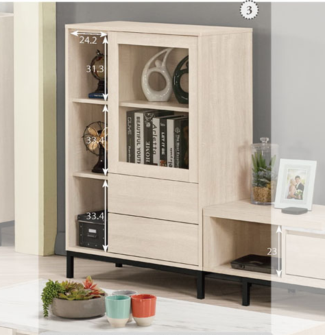 A1491-2丹妮拉2.7尺展示櫃 附活動隔板*3