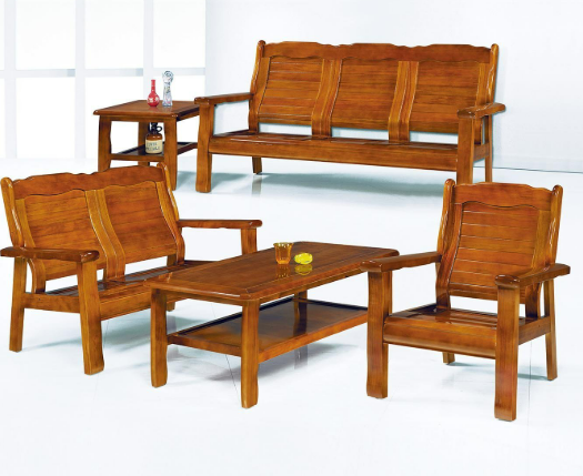 F13-7 518#柚木色組椅 整組 贈單片坐墊