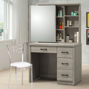 E162-15 灰梧桐3尺鏡台 2件 含鐵椅