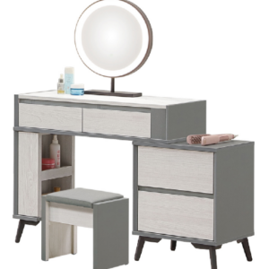A73-10 科琳2.7尺伸縮鏡台 含椅 側腳與二抽櫃可左右自由擺放