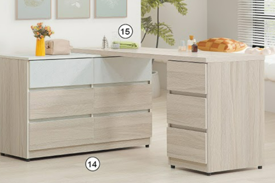 C539-15 夏禾六斗櫃+書桌150公分側櫃 全組