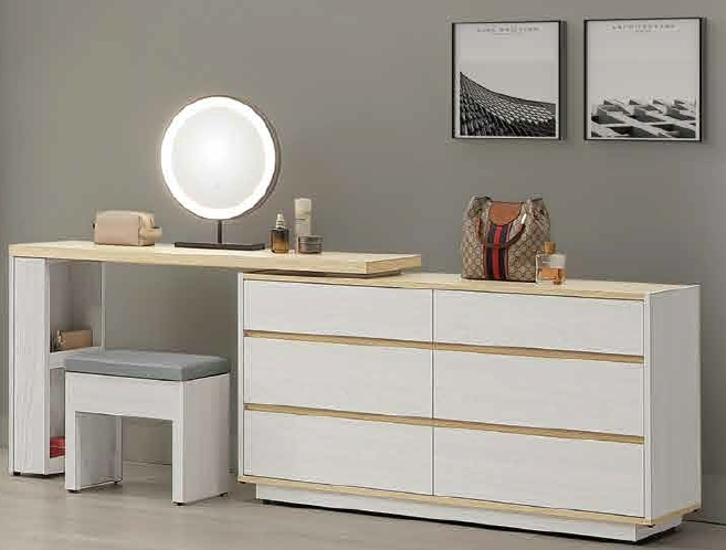 A69-08泰勒4.4尺伸縮鏡台 含椅 側腳可左右自由擺放