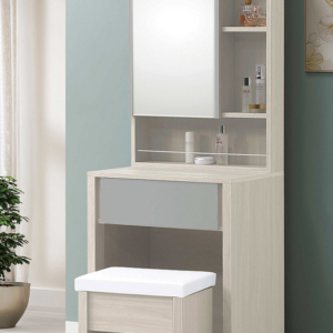 249-2 海倫娜2尺開門鏡台 含椅 鏡座高81公分 恕不拆賣 化妝椅為貓抓皮面 可掀開置物