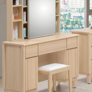 C549-6 米樂實木洗白3.3尺鏡台 全組/共3件/含椅
