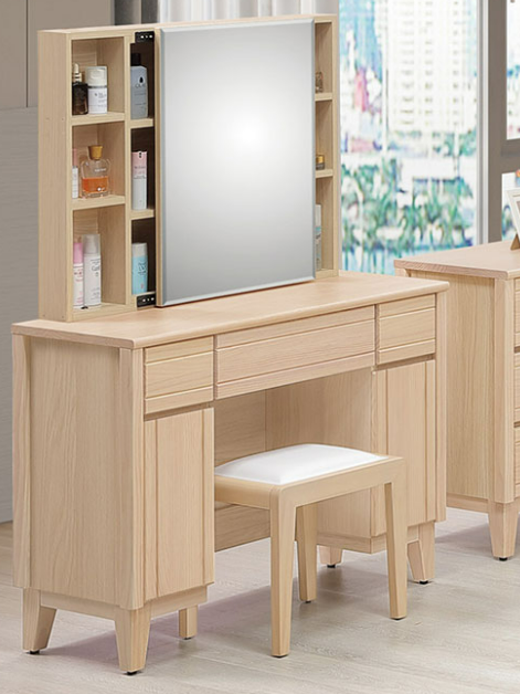 C549-6 米樂實木洗白3.3尺鏡台 全組/共3件/含椅