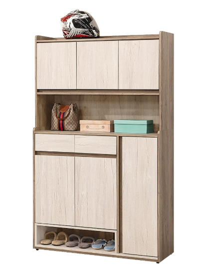 D538-1 灰橡雙色4尺鞋櫃上座 另附隔板一大一小片$3600 +D538-2 灰橡雙色4尺鞋櫃下座 另附隔板二大四小片$5900