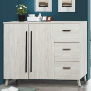 D541-3 炭燒白雙門三抽鞋櫃