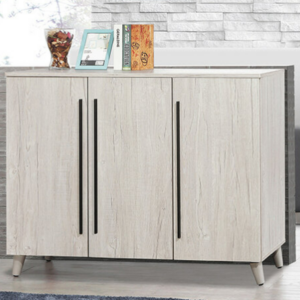 D541-4 炭燒白三門鞋櫃