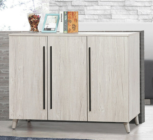 D541-4 炭燒白三門鞋櫃