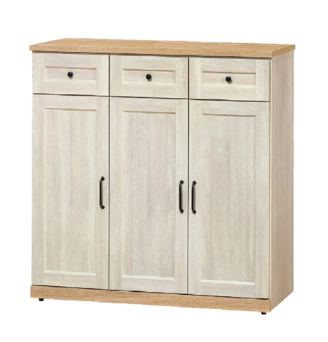 D542-4 鄉村風白橡木4*4尺鞋櫃