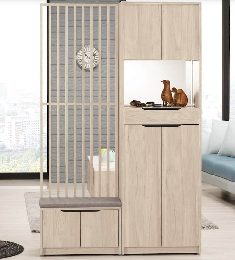 A1518-1韋斯里4尺玄關屏風鞋櫃 附活動隔板*4 附3MM鏡片 屏風可左右擺放