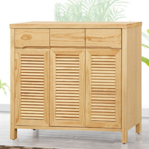 D546-8 小久保原木色三門鞋櫃