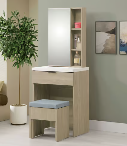 376-3 庫克2尺開門鏡台 含椅 鏡框開門內附*2固定隔板 鏡座高度76公分