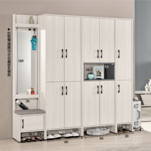 A1524-1蘿克斯6.3尺玄關組合鞋櫃 全組 附活動隔板20片 含坐椅