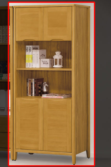 D614-3 米堤柚木2.7尺四門書櫃