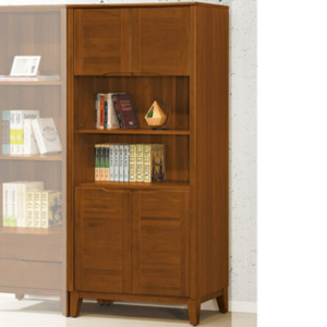 D614-6 米亞淺胡桃2.7尺四門書櫃