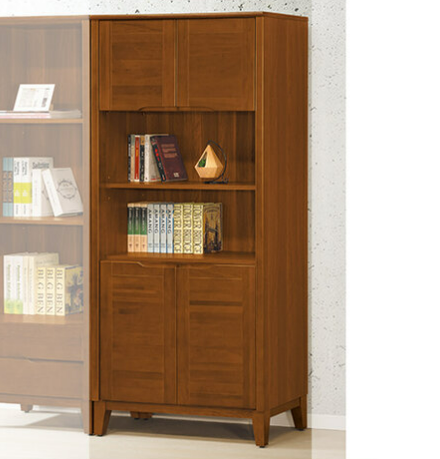 D614-6 米亞淺胡桃2.7尺四門書櫃