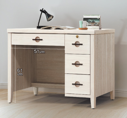 D615-3 加賀洗白3.5尺書桌