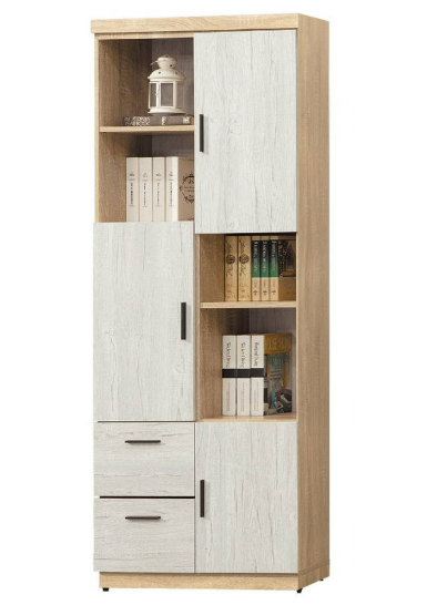 D617-3 橡木雙色2.5尺三門書櫃