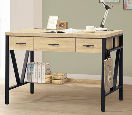 D618-4  橡木4尺鐵架書桌下座