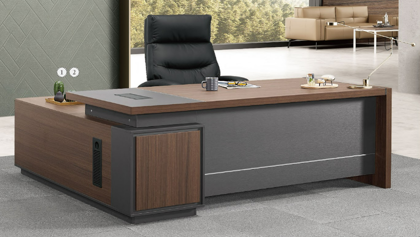 A1551-1 凱薩6.6尺辦公桌 正向 附活動隔板*1