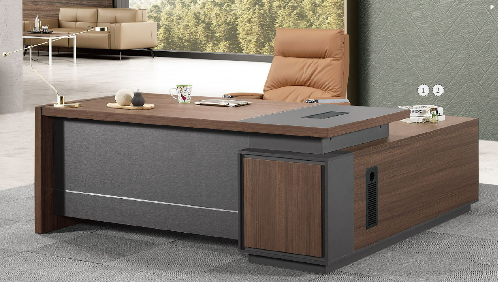 A1522-1 凱薩6尺辦公桌 正向 附活動隔板*1