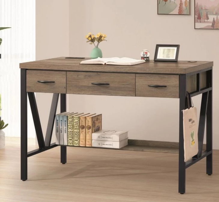 D622-7 灰橡4尺鐵架書桌