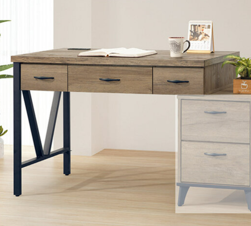 D622-8 灰橡4尺單鐵架書桌