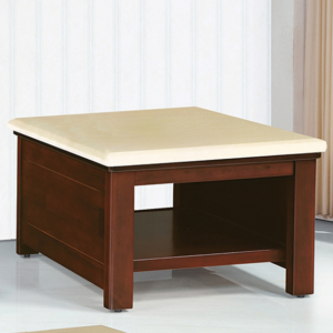 F64-4  淺胡桃色168型小茶几 白砂石面