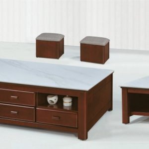 F64-6 淺胡桃色168型小茶几 白岩板