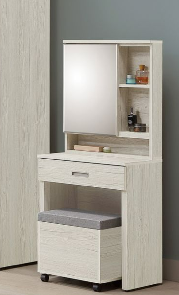 C605-4 艾薇兒淺橡木2尺化妝台 含椅 共3件 全組