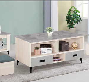 F66-1 3號130公分鋼刷白大茶几 含岩板12MM+小椅*2