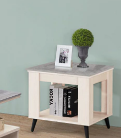 F66-2 3號/4號鋼刷白小茶几 含岩板12MM