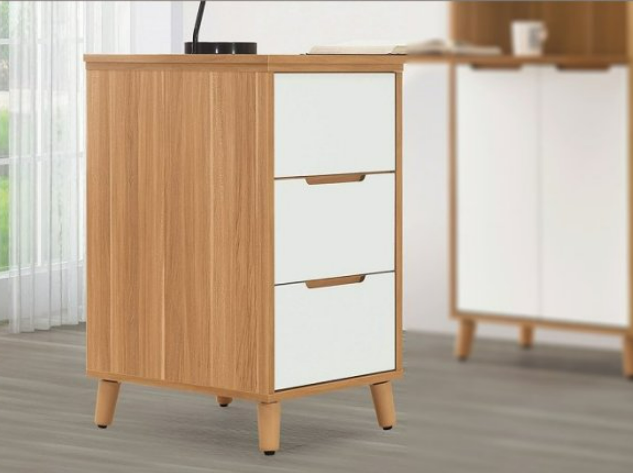 D626-3 肯詩特烤白雙色1.3尺三抽櫃