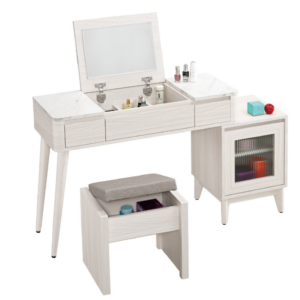 A1019-3 丹尼斯3.3尺伸縮掀鏡化妝台 含椅 可左右擺放 附活動隔板*1