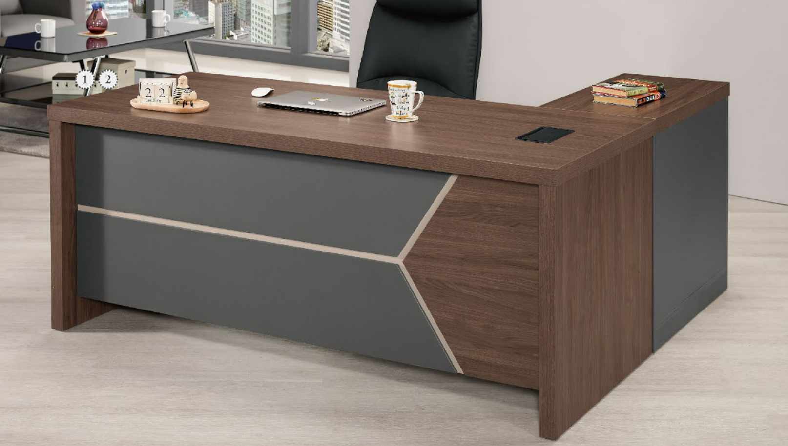 A1557-1 唐納德6尺辦公桌 全組 正向 不含活動櫃