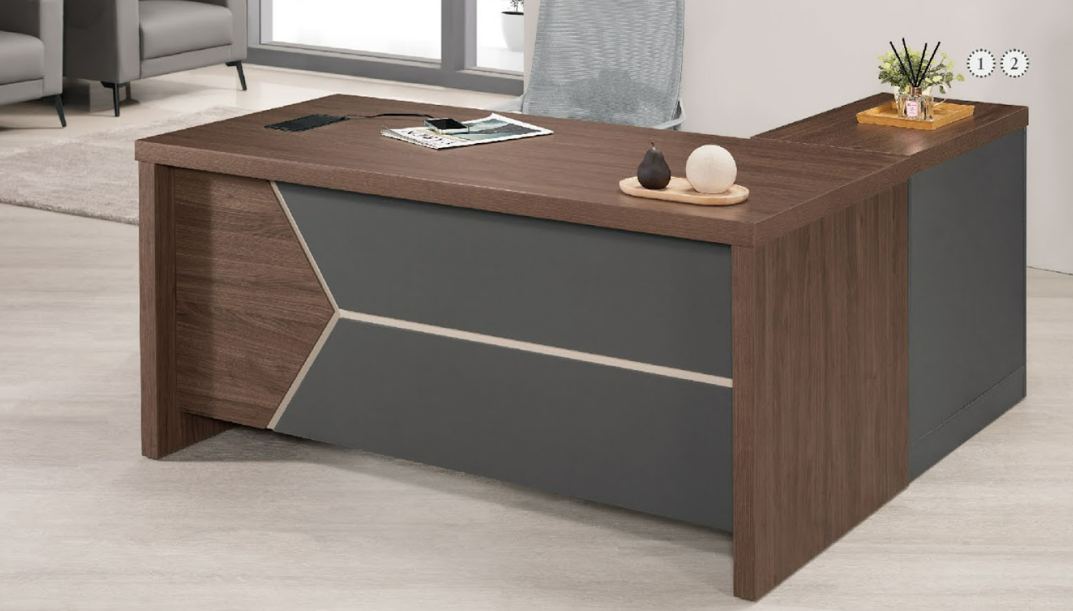 A1558-2 唐納德5.3尺辦公桌 全組 反向 不含活動櫃